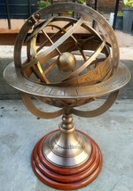 Antique Brass Engraved Armillary 12&#39;&#39; Tabletop Nautical Sphere World x-m... - £84.36 GBP