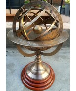 Antique Brass Engraved Armillary 12&#39;&#39; Tabletop Nautical Sphere World x-m... - £83.49 GBP