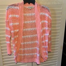 Pink Rose size large Open Striped Cardigan - £11.03 GBP