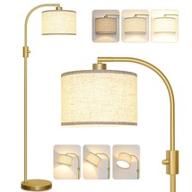 Upgraded Dimmable Floor Lamp, 1200 Lumens Led Bulb Included, Gold Arc Floor Lamp - £73.53 GBP