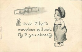 Artist impression Dutch Boy Early Aviation Valentine 1913 Postcard 21-5613 - €10,07 EUR