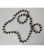 Gemstone Beaded Necklace Variegated Black Clear Iridescent Unique Handmade - $30.00