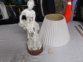 One of A Kind French Lamp / Statue Woman Sitting Bone White 8353 - £174.32 GBP