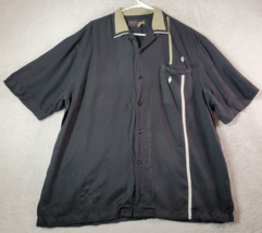 Nat Nast Shirt Mens Size Large Black Short Sleeve Pocket Logo Collar Button Down - £21.73 GBP