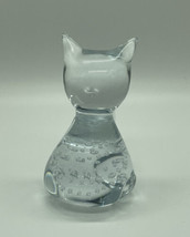 Vintage controlled bubbles glass cat figurine collectible paperweight figure - £10.68 GBP