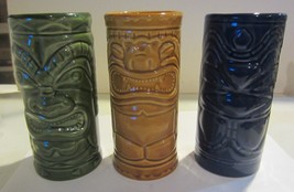 Tiki Glass Bar Tumblers  Accoutrements set of 3 - $18.67