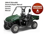 2004 05 06 07 Yamaha Rhino YXR660 Service Shop Manual &amp; Owner's Manual - $9.95