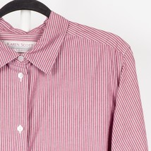 Karen Scott Womens Dress Shirt L Striped Pink White Long Sleeve Button U... - £20.16 GBP