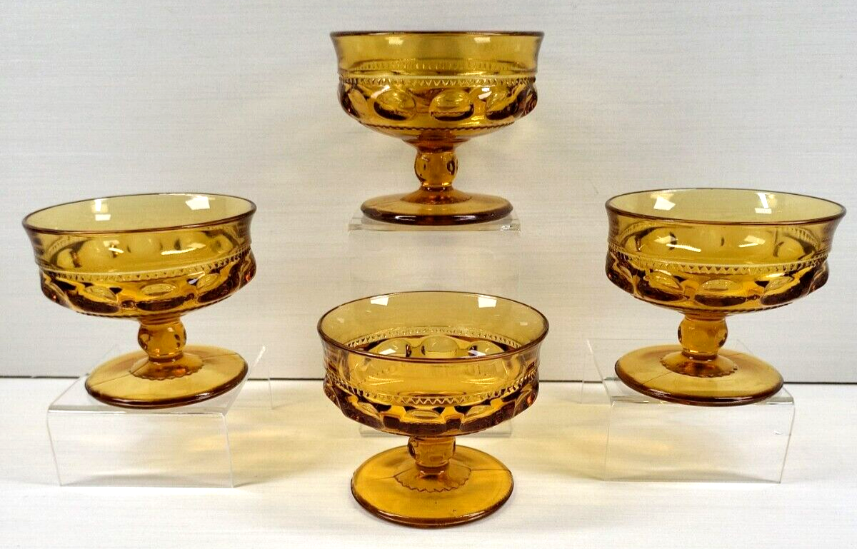 4 Colony Color Crown Gold Champagne Sherbet Glasses Set Vintage Indiana ... - $33.63