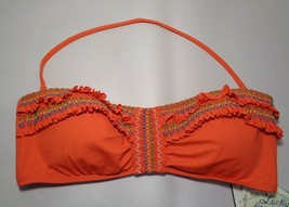 Lucky Brand Size Medium Moon Fiesta Fever Orange New Women&#39;s Bandeau Bikini Top - £48.15 GBP
