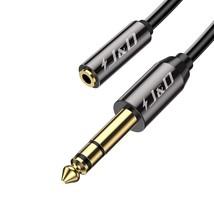 J&amp;D 6.35mm (1/4 inch) to 3.5mm (1/8 inch) Headphone Jack Adapter 9 Feet, Gold Pl - £17.27 GBP