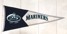Seattle Mariners 25th Anniversary 1977-2002 Wool Blend Pennant 17&quot; x 40&quot; License - £7.87 GBP