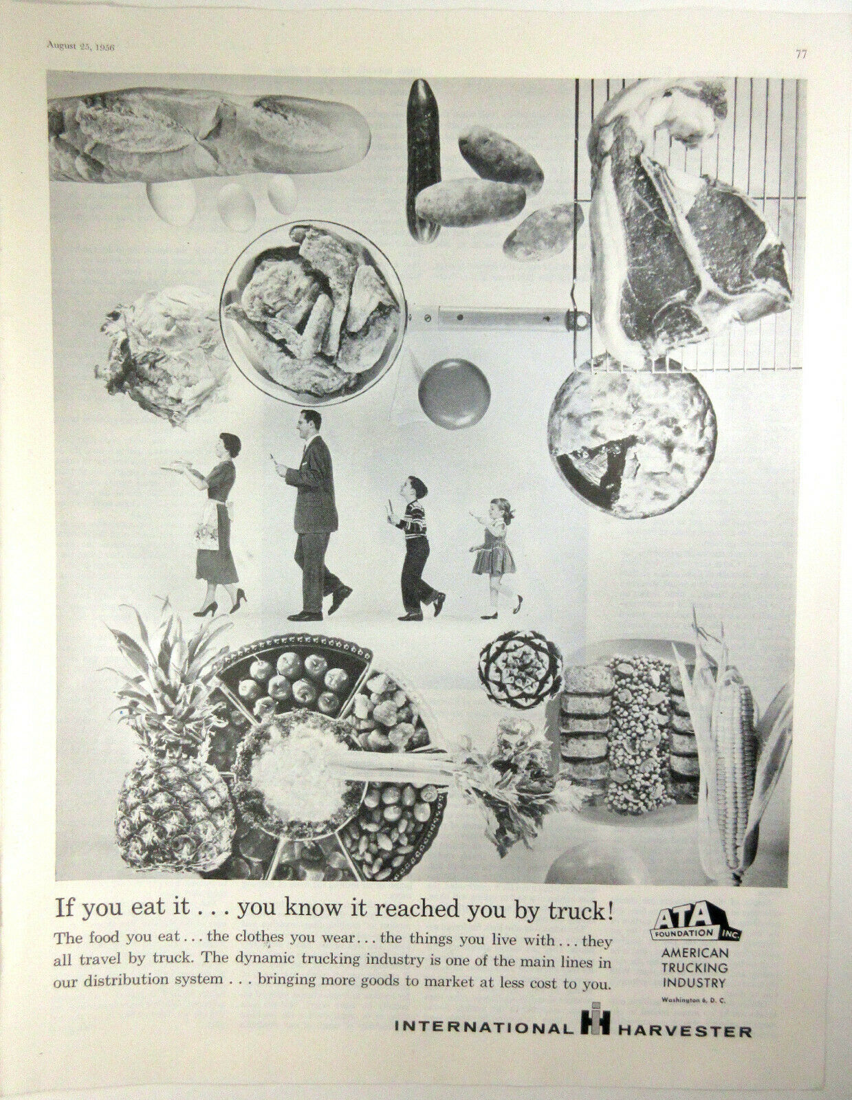 Vintage Print Ad 1956 International Harvester American Trucking Family Food - £7.75 GBP