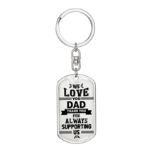 We Love You Dad Keychain Stainless Steel or 18k Gold Dog Tag Keyring - £37.92 GBP+