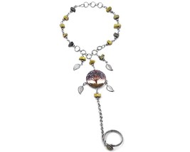 Mia Jewel Shop Tree of Life Chip Stone Inlay Copper Wire Round Clear Acrylic Sil - £12.50 GBP