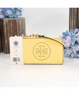 Tory Burch Ella Vintage Lemon Bio Leather Zip Wristlet Card Case Mini Wallet NWT - $128.21