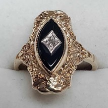 10K Yellow Gold Onyx Ring 3.1 grams Size 6.75 - £218.89 GBP