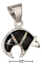 Sterling Silver Synthetic Opal and Reconstituted Onyx Heartline Bear Pen... - $56.99+