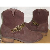 UGG Australia MILNOR Brown Suede Snake Strap Ankle Boots Size US 7.5 NEW... - £57.76 GBP
