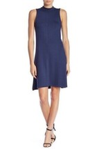 Joan Vass Navy Blue Mock Neck Sleeveless Dress Women Extra Large Swing A-line - £29.75 GBP