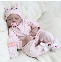 CHAREX Reborn Sleeping Baby Doll Soft Silicone Vinyl Lifelike Realistic 22 inch - £141.82 GBP