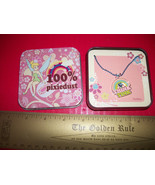 Disney Fairies Girl Fashion Tin Tinkerbell Think Tink Blue Gem Necklace ... - $267.87 MXN