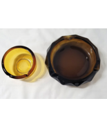 Lot 2 Vtg Glass Ashtrays Brown Imperial 6&quot; Diamond Point + Round Amber 3... - $40.83 CAD