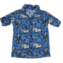 Star Wars Button Shirt Boys Approx. Size 16 Blue X-Wing Millennium Falcon - $7.66