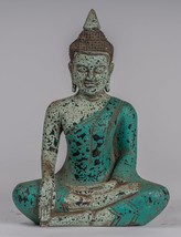 Antico Khmer Stile SE Asia Legno Seduto Enlightenment Buddha Statua - £223.18 GBP