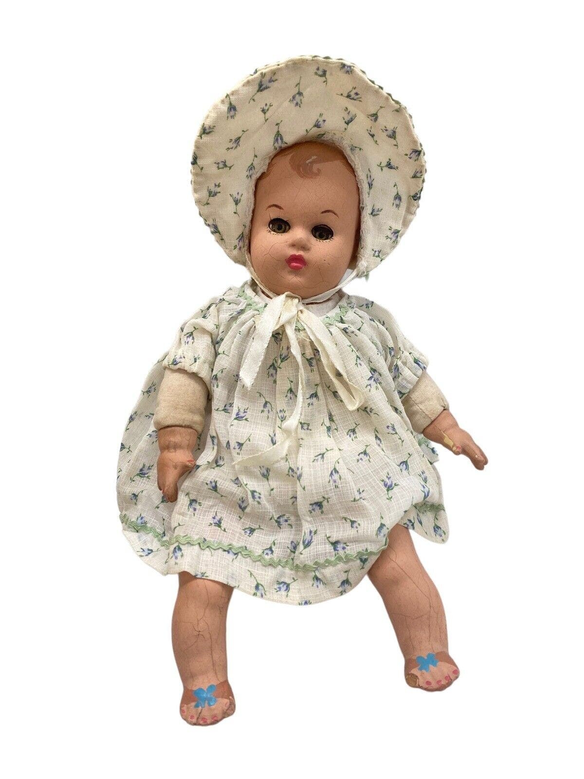 1930's Madam Alexander Sleepy GREEN eyes 11" composition doll in original outfit - $79.19