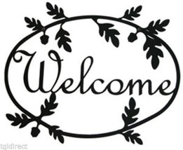 Wrought Iron Welcome Sign Acorn Silhouette Outdoor Plaque Outside Decor Oak Tree - £26.99 GBP