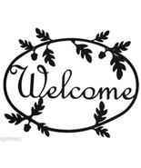 Wrought Iron Welcome Sign Acorn Silhouette Outdoor Plaque Outside Decor ... - $33.85