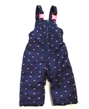 Carters Girls 12 Month Snow Pants Bibs Overalls Snowsuit Navy Hearts Pink - $14.01