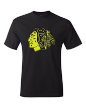 Chicago Blackhawks Black & Neon/Fluorescent "Volt" Yellow Logo Tee - $19.99+