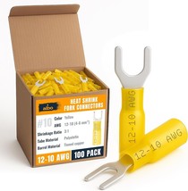 Heat Shrink Fork Spade Connectors AWG 22–10 Tinned Copper 100–350x Red B... - $16.99+