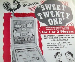 Sweet Twenty One Ball Drop Game Arcade FLYER NOS 1957 Vintage Ephemera G... - £26.46 GBP