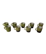 9 Vintage Fire King Anchor Hocking Stackable Coffee Cup Mugs Avocado Green - £45.46 GBP