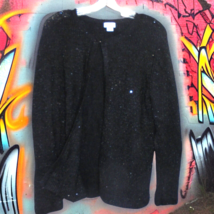 Jaclyn Smith Womens Large L Cardigan Sweater Black Sparkly Shimmer Semi ... - £7.02 GBP