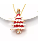 Betsey Johnson Necklace Red Snow Crystal Xmas Tree - $14.95