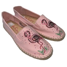 Quacker Factory Shoes 5 Pink Flamingos Espadrille Flats Rhinestones Sequ... - $58.98