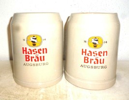 2 Brauerei Hasenbrau Augsburg German Beer Steins - £15.69 GBP
