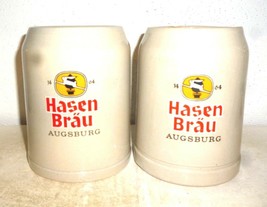 2 Brauerei Hasenbrau Augsburg German Beer Steins - $19.95