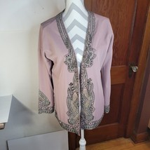NWT Womans Soft Surroundings Pink Beaded Open Front Jacket/cardigan Size... - £33.70 GBP