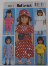 BUTTERICK PATTERN #3875 CRAFT 18&quot; DOLL CLOTHES DRESS HAT TOP PNTS SKT UN... - £6.36 GBP