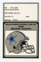 1995 Dallas Cowboys Football Club 1995 Season Ticket ID &amp; Schedule Superbowl - £12.45 GBP
