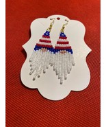 Patriotic Gnome Earrings, Handthreaded, Hand Made, Free Shipping - $21.91