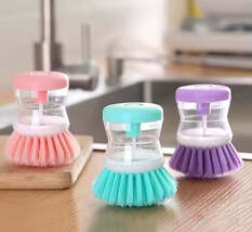 3 Dish Brush with Soap Dispenser - Multicolor Kitchen Cleaning Tool for ... - $9.99