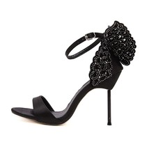 NIUFUNI 2021 Sweet Women Sandals Butterfly Thin High Heels Shoes Woman Summer La - £51.39 GBP