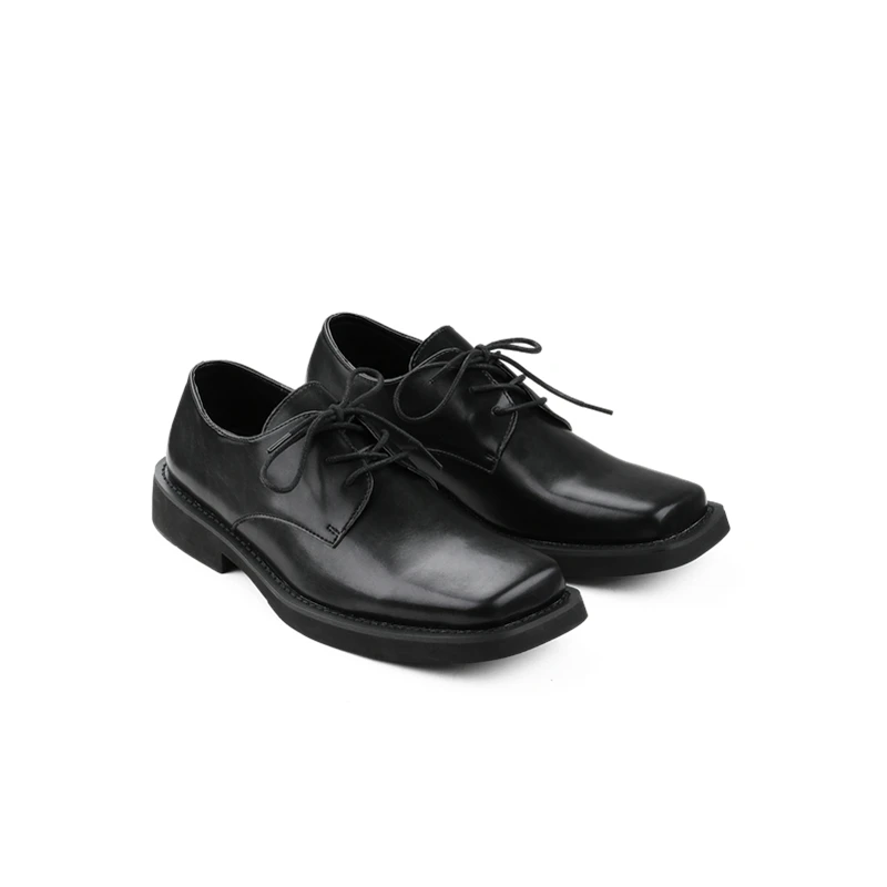 European Size Mature Men Black Leather Fashion Square Toe Simple Office ... - £127.41 GBP