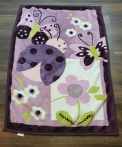 Lambs &amp; and Ivy Purple White Green Ladybug Butterfly Flower Plush Blanke... - $69.29